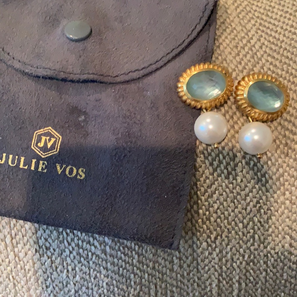 Julie Vos blue stone and pearl earrings
